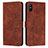 Leather Case Stands Flip Cover Holder Y03X for Xiaomi Redmi 9AT Brown