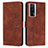 Leather Case Stands Flip Cover Holder Y03X for Xiaomi Redmi K60 5G Brown