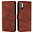 Leather Case Stands Flip Cover Holder Y03X for Xiaomi Redmi Note 10 5G Brown