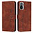 Leather Case Stands Flip Cover Holder Y03X for Xiaomi Redmi Note 11 SE India 4G Brown