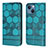 Leather Case Stands Flip Cover Holder Y04B for Apple iPhone 14 Plus Cyan