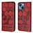 Leather Case Stands Flip Cover Holder Y04B for Apple iPhone 14 Red Wine