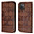 Leather Case Stands Flip Cover Holder Y04B for Samsung Galaxy A03 Brown