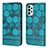 Leather Case Stands Flip Cover Holder Y04B for Samsung Galaxy A23 4G Cyan