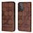 Leather Case Stands Flip Cover Holder Y04B for Samsung Galaxy A73 5G Brown