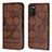 Leather Case Stands Flip Cover Holder Y04B for Samsung Galaxy F02S SM-E025F Brown