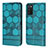 Leather Case Stands Flip Cover Holder Y04B for Samsung Galaxy F02S SM-E025F Cyan