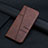 Leather Case Stands Flip Cover Holder Y04X for Motorola Moto E22 Brown