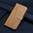 Leather Case Stands Flip Cover Holder Y04X for Motorola Moto E22 Light Brown