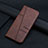 Leather Case Stands Flip Cover Holder Y04X for Motorola Moto E32 Brown