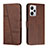 Leather Case Stands Flip Cover Holder Y04X for Xiaomi Redmi Note 12 Explorer Brown