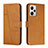Leather Case Stands Flip Cover Holder Y04X for Xiaomi Redmi Note 12 Explorer Light Brown