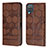 Leather Case Stands Flip Cover Holder Y05B for Samsung Galaxy A12 Brown