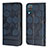 Leather Case Stands Flip Cover Holder Y05B for Samsung Galaxy A12 Nacho Blue