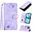 Leather Case Stands Flip Cover Holder Y06B for Apple iPhone 14 Plus Purple