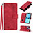 Leather Case Stands Flip Cover Holder Y06B for Apple iPhone 14 Plus Red