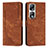 Leather Case Stands Flip Cover Holder Y07X for Huawei Honor 90 Pro 5G Brown