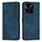 Leather Case Stands Flip Cover Holder Y07X for Huawei Honor X6a Blue