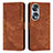 Leather Case Stands Flip Cover Holder Y07X for Huawei Honor X7b Brown