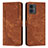 Leather Case Stands Flip Cover Holder Y07X for Motorola Moto G14 Brown