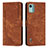 Leather Case Stands Flip Cover Holder Y07X for Nokia C12 Plus Brown