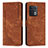 Leather Case Stands Flip Cover Holder Y07X for OnePlus 10 Pro 5G Brown