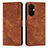 Leather Case Stands Flip Cover Holder Y07X for OnePlus Nord CE 3 5G Brown