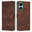 Leather Case Stands Flip Cover Holder Y07X for Oppo A18 Brown