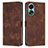 Leather Case Stands Flip Cover Holder Y07X for Oppo A58 4G Brown