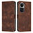 Leather Case Stands Flip Cover Holder Y07X for Oppo Reno10 5G Brown