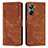 Leather Case Stands Flip Cover Holder Y07X for Realme 10 Pro 5G Brown