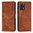 Leather Case Stands Flip Cover Holder Y07X for Realme 9 Pro+ Plus 5G Brown