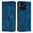 Leather Case Stands Flip Cover Holder Y08X for Huawei Honor X6a Blue