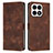 Leather Case Stands Flip Cover Holder Y08X for Huawei Honor X8a 4G Brown