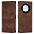 Leather Case Stands Flip Cover Holder Y08X for Huawei Honor X9a 5G Brown