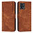 Leather Case Stands Flip Cover Holder Y08X for Motorola Moto G72 Brown