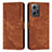 Leather Case Stands Flip Cover Holder Y08X for Xiaomi Redmi Note 12 4G Brown