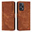 Leather Case Stands Flip Cover Holder Y08X for Xiaomi Redmi Note 12 Turbo 5G Brown