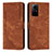 Leather Case Stands Flip Cover Holder Y08X for Xiaomi Redmi Note 12S Brown