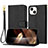 Leather Case Stands Flip Cover Holder Y09X for Apple iPhone 14 Black