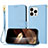 Leather Case Stands Flip Cover Holder Y09X for Apple iPhone 15 Pro Max Blue