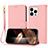 Leather Case Stands Flip Cover Holder Y09X for Apple iPhone 15 Pro Max Rose Gold