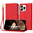 Leather Case Stands Flip Cover Holder Y09X for Apple iPhone 15 Pro Red