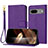 Leather Case Stands Flip Cover Holder Y09X for Google Pixel 7 5G Purple