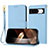 Leather Case Stands Flip Cover Holder Y09X for Google Pixel 8 5G Blue