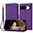 Leather Case Stands Flip Cover Holder Y09X for Google Pixel 8 5G Purple