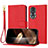 Leather Case Stands Flip Cover Holder Y09X for Huawei Honor 80 5G Red