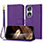 Leather Case Stands Flip Cover Holder Y09X for Huawei Honor 90 5G Purple