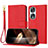 Leather Case Stands Flip Cover Holder Y09X for Huawei Honor 90 5G Red