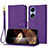 Leather Case Stands Flip Cover Holder Y09X for Huawei Honor X5 Plus Purple